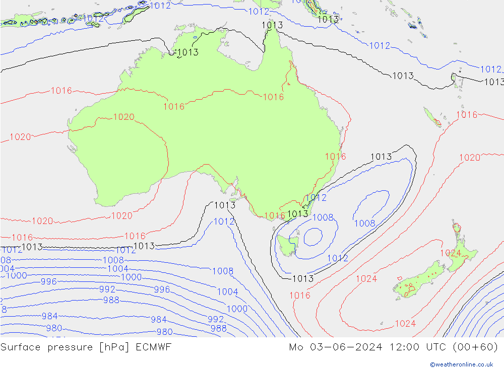 Pressione al suolo ECMWF lun 03.06.2024 12 UTC