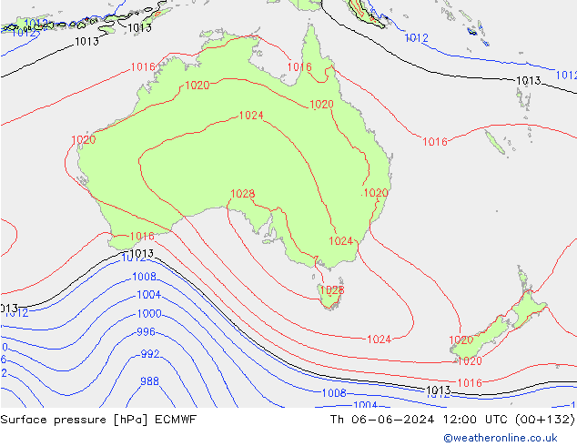 pressão do solo ECMWF Qui 06.06.2024 12 UTC