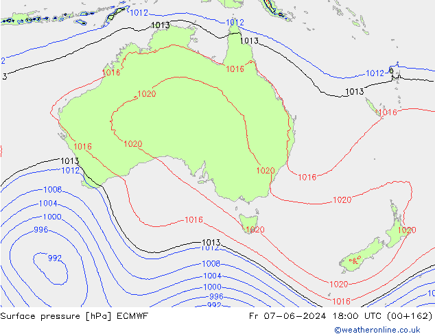 pressão do solo ECMWF Sex 07.06.2024 18 UTC