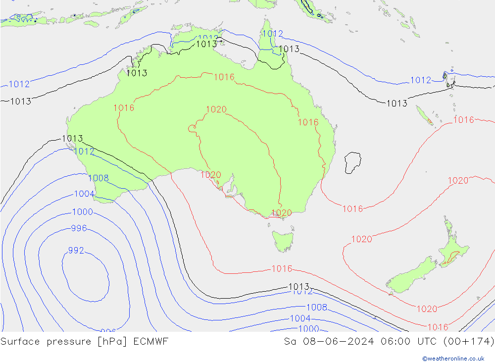 Luchtdruk (Grond) ECMWF za 08.06.2024 06 UTC