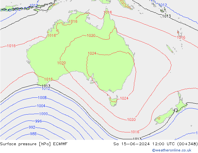 Atmosférický tlak ECMWF So 15.06.2024 12 UTC