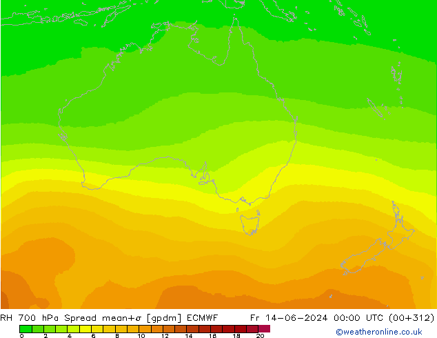 RH 700 гПа Spread ECMWF пт 14.06.2024 00 UTC