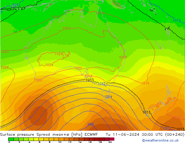 Bodendruck Spread ECMWF Di 11.06.2024 00 UTC