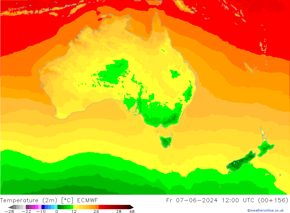Temperatura (2m) ECMWF vie 07.06.2024 12 UTC