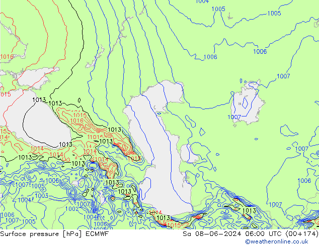 Atmosférický tlak ECMWF So 08.06.2024 06 UTC