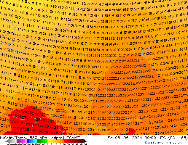 Height/Temp. 850 hPa ECMWF Sa 08.06.2024 00 UTC