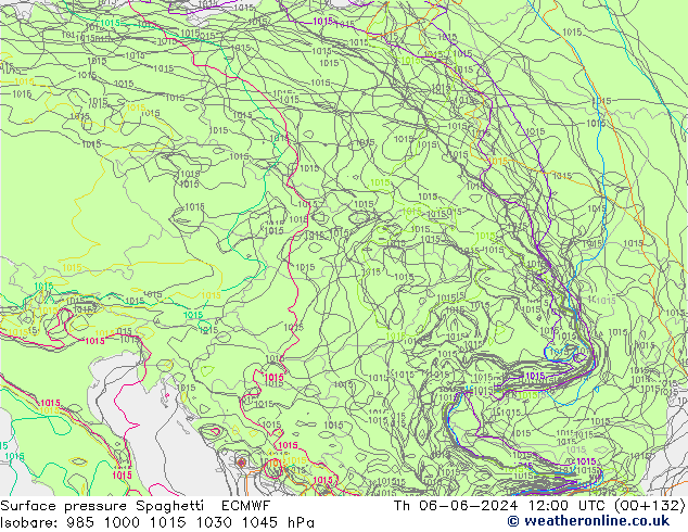 Luchtdruk op zeeniveau Spaghetti ECMWF do 06.06.2024 12 UTC