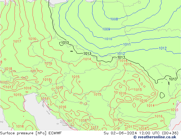 Surface pressure ECMWF Su 02.06.2024 12 UTC