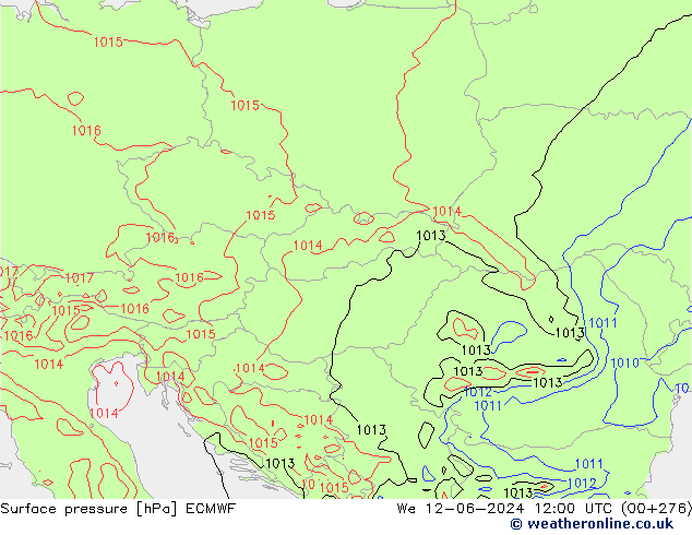 Luchtdruk (Grond) ECMWF wo 12.06.2024 12 UTC