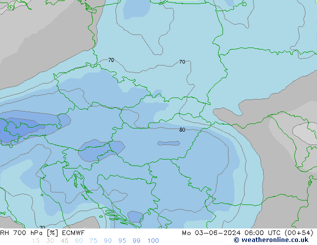 RH 700 hPa ECMWF Seg 03.06.2024 06 UTC