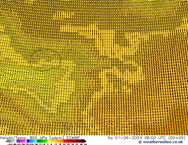 Height/Temp. 850 hPa ECMWF Sa 01.06.2024 06 UTC