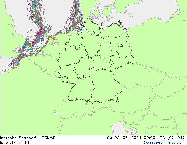 Isotachen Spaghetti ECMWF So 02.06.2024 00 UTC