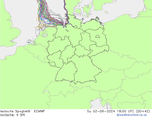 Isotachs Spaghetti ECMWF Su 02.06.2024 18 UTC