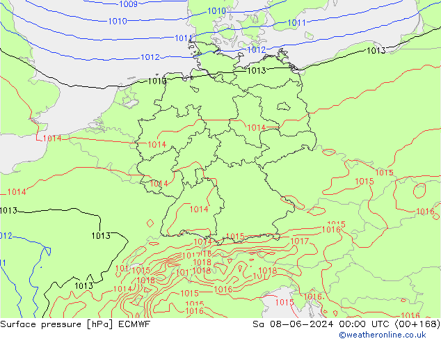 Atmosférický tlak ECMWF So 08.06.2024 00 UTC