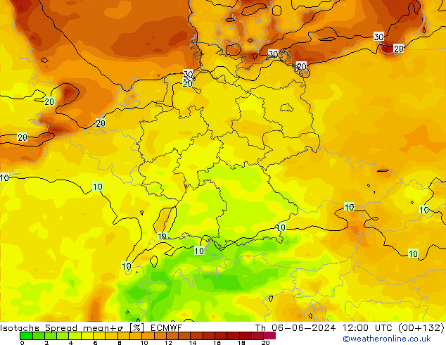 Isotachs Spread ECMWF gio 06.06.2024 12 UTC