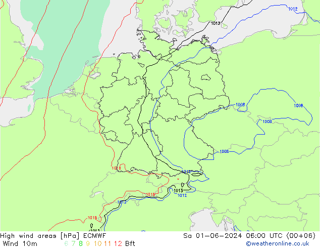 yüksek rüzgarlı alanlar ECMWF Cts 01.06.2024 06 UTC