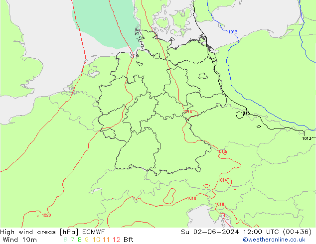 High wind areas ECMWF Su 02.06.2024 12 UTC