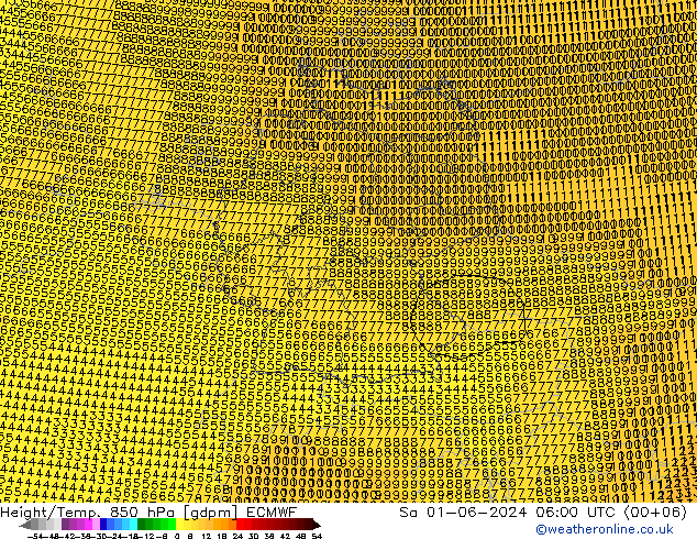 Height/Temp. 850 hPa ECMWF Sa 01.06.2024 06 UTC