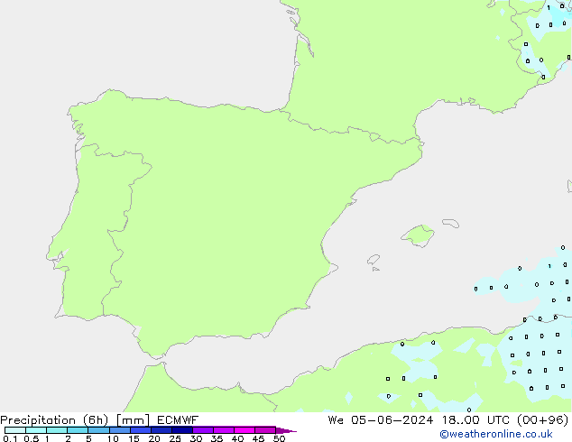 Precipitation (6h) ECMWF We 05.06.2024 00 UTC