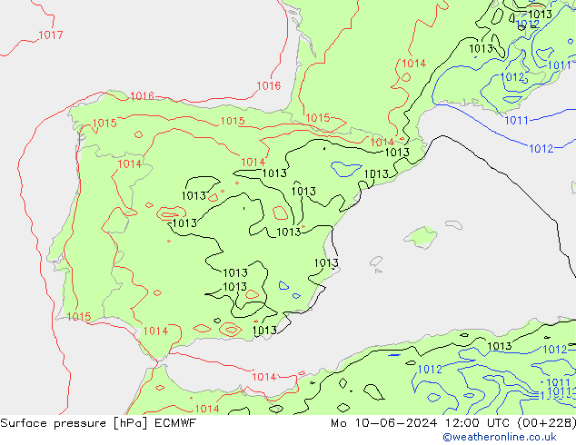 приземное давление ECMWF пн 10.06.2024 12 UTC