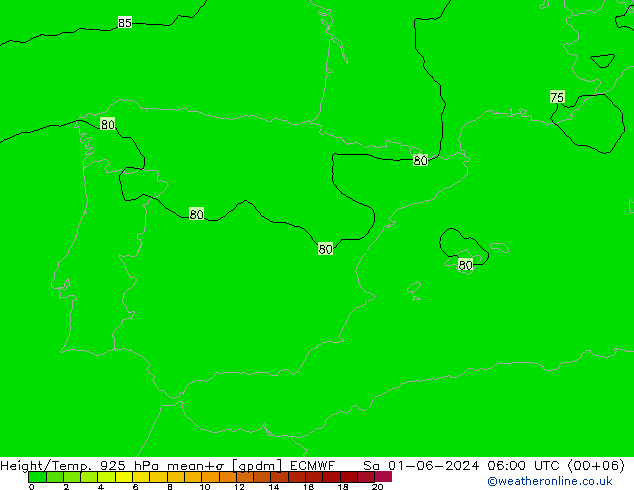 Height/Temp. 925 hPa ECMWF Sa 01.06.2024 06 UTC