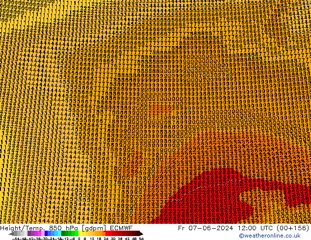 Géop./Temp. 850 hPa ECMWF ven 07.06.2024 12 UTC