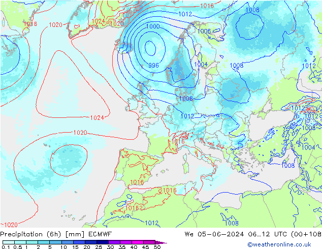 Nied. akkumuliert (6Std) ECMWF Mi 05.06.2024 12 UTC