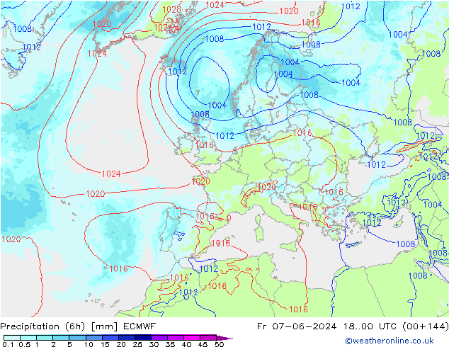 Nied. akkumuliert (6Std) ECMWF Fr 07.06.2024 00 UTC