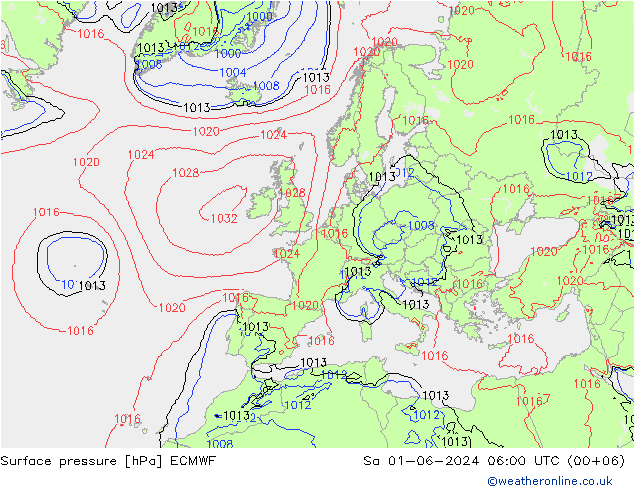 Atmosférický tlak ECMWF So 01.06.2024 06 UTC