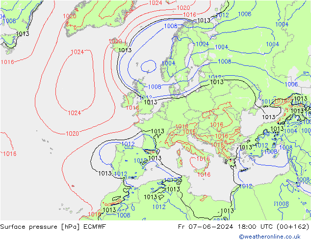 Surface pressure ECMWF Fr 07.06.2024 18 UTC