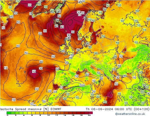 Isotachs Spread ECMWF Qui 06.06.2024 06 UTC