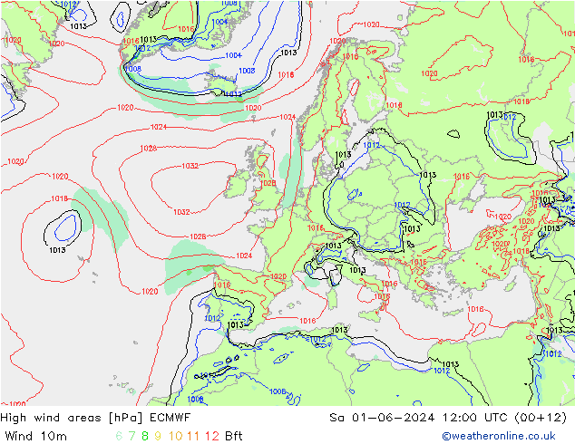 High wind areas ECMWF So 01.06.2024 12 UTC