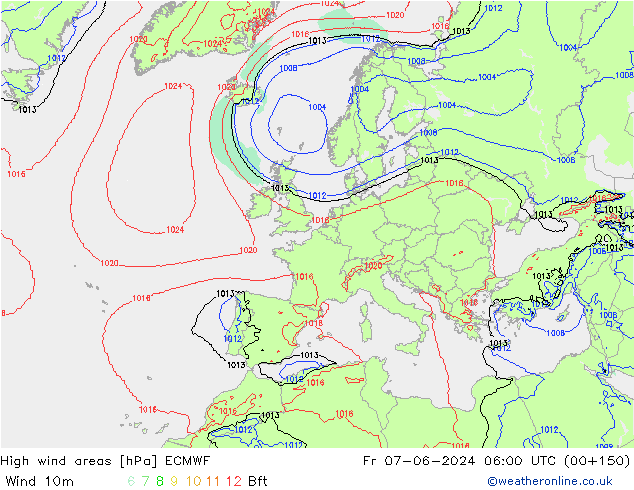 High wind areas ECMWF  07.06.2024 06 UTC