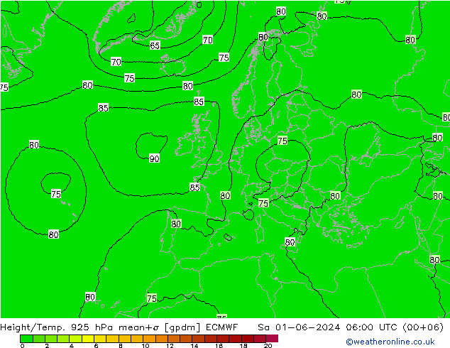 Géop./Temp. 925 hPa ECMWF sam 01.06.2024 06 UTC