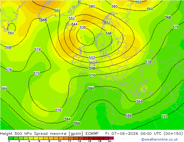 Géop. 500 hPa Spread ECMWF ven 07.06.2024 06 UTC