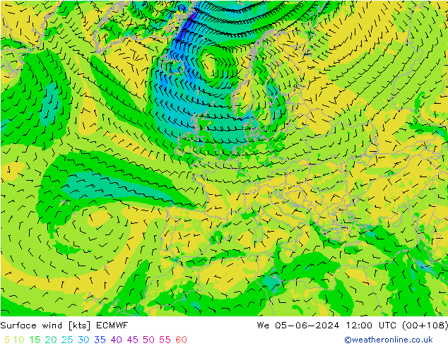 Surface wind ECMWF St 05.06.2024 12 UTC