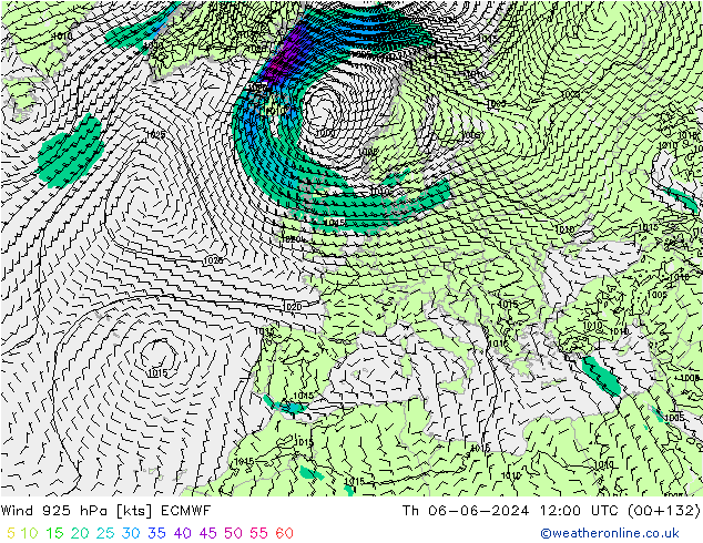 Vento 925 hPa ECMWF Qui 06.06.2024 12 UTC