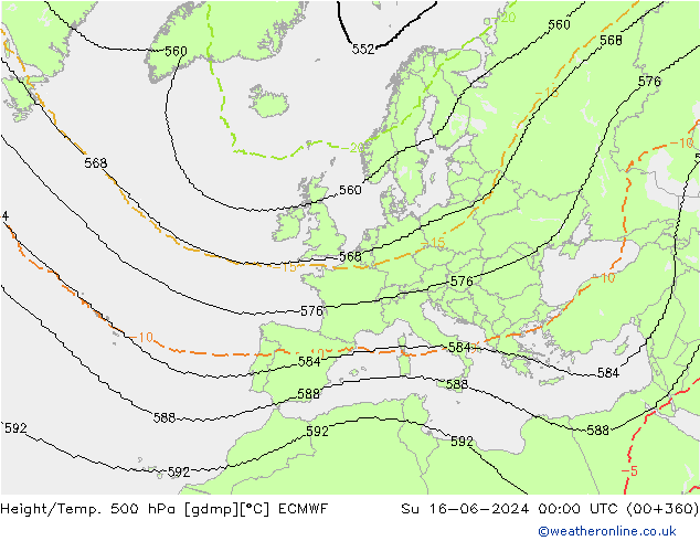 Height/Temp. 500 hPa ECMWF 星期日 16.06.2024 00 UTC