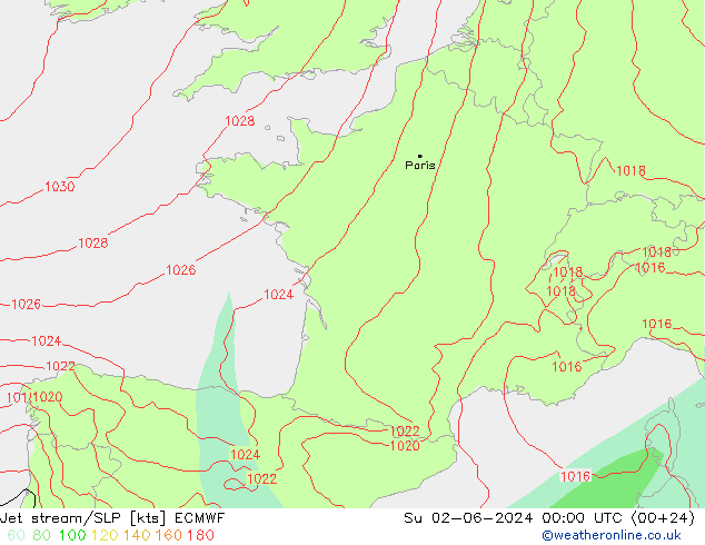 Polarjet/Bodendruck ECMWF So 02.06.2024 00 UTC