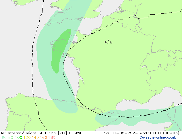 Corriente en chorro ECMWF sáb 01.06.2024 06 UTC