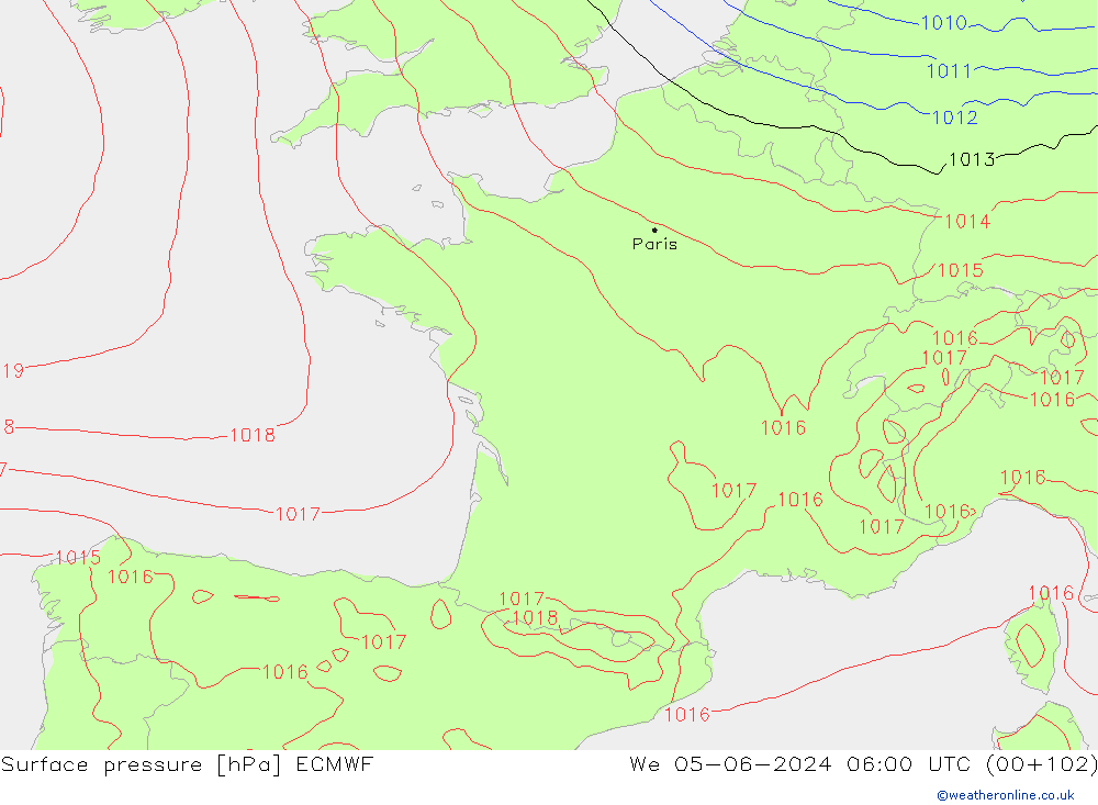 приземное давление ECMWF ср 05.06.2024 06 UTC