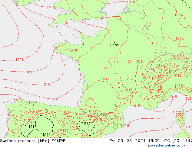 Bodendruck ECMWF Mi 05.06.2024 18 UTC