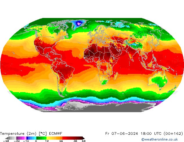 Temperatura (2m) ECMWF Sex 07.06.2024 18 UTC