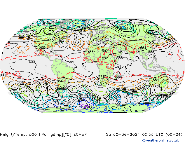 Geop./Temp. 500 hPa ECMWF dom 02.06.2024 00 UTC