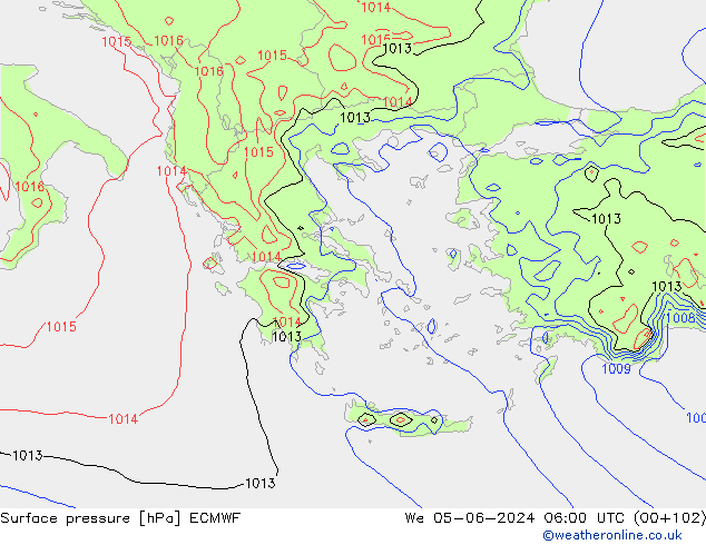 Surface pressure ECMWF We 05.06.2024 06 UTC