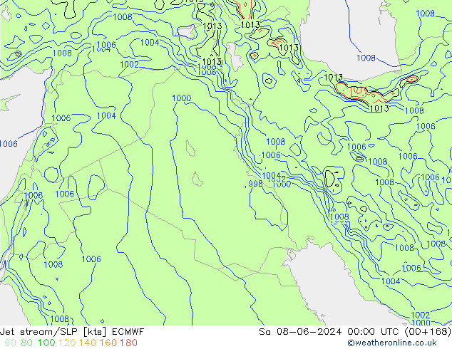 Jet Akımları/SLP ECMWF Cts 08.06.2024 00 UTC