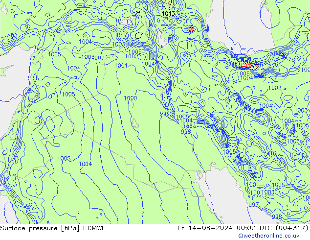 pression de l'air ECMWF ven 14.06.2024 00 UTC