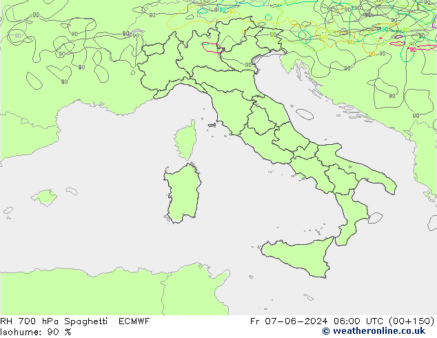 RH 700 hPa Spaghetti ECMWF pt. 07.06.2024 06 UTC