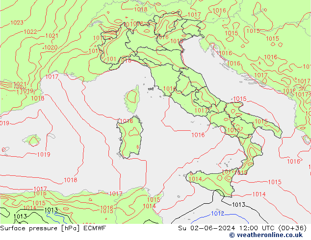 Surface pressure ECMWF Su 02.06.2024 12 UTC