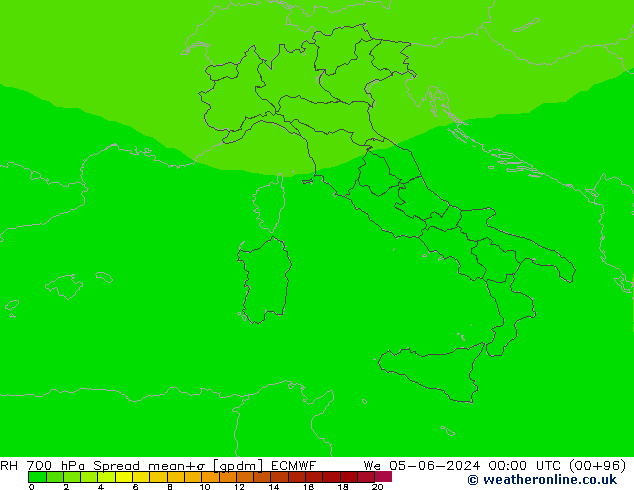 RH 700 гПа Spread ECMWF ср 05.06.2024 00 UTC